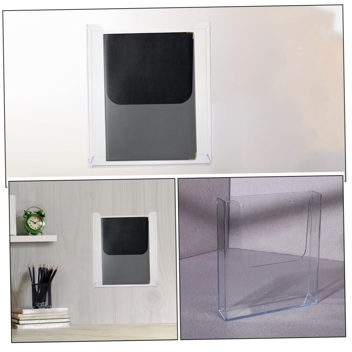 HOMSFOU 2 Piezas Soporte de Pared Folletos y Organizador Colgante Transparente Oficina y Estante de Exhibición de Archivos y Carteles
