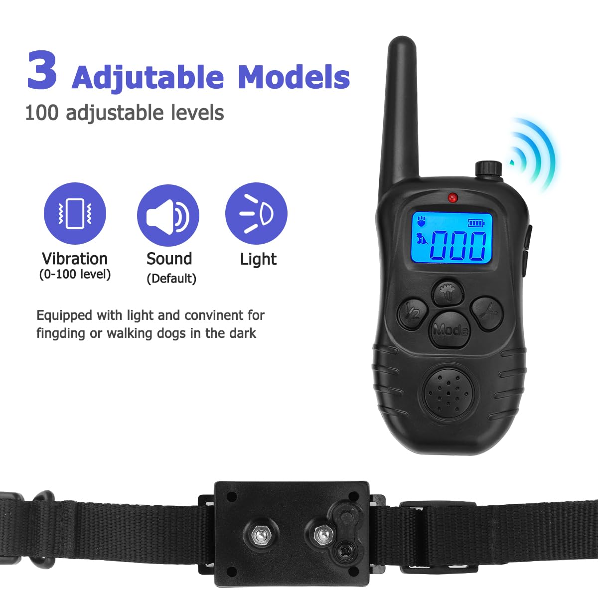 Collare Addestramento Cani Con 300m Telecomando, Collare Antiabbaio Cane Ricaricabile Con Vibrazioni E Suono, Impermeabile Ultrasuoni Per Cani - Foto 7