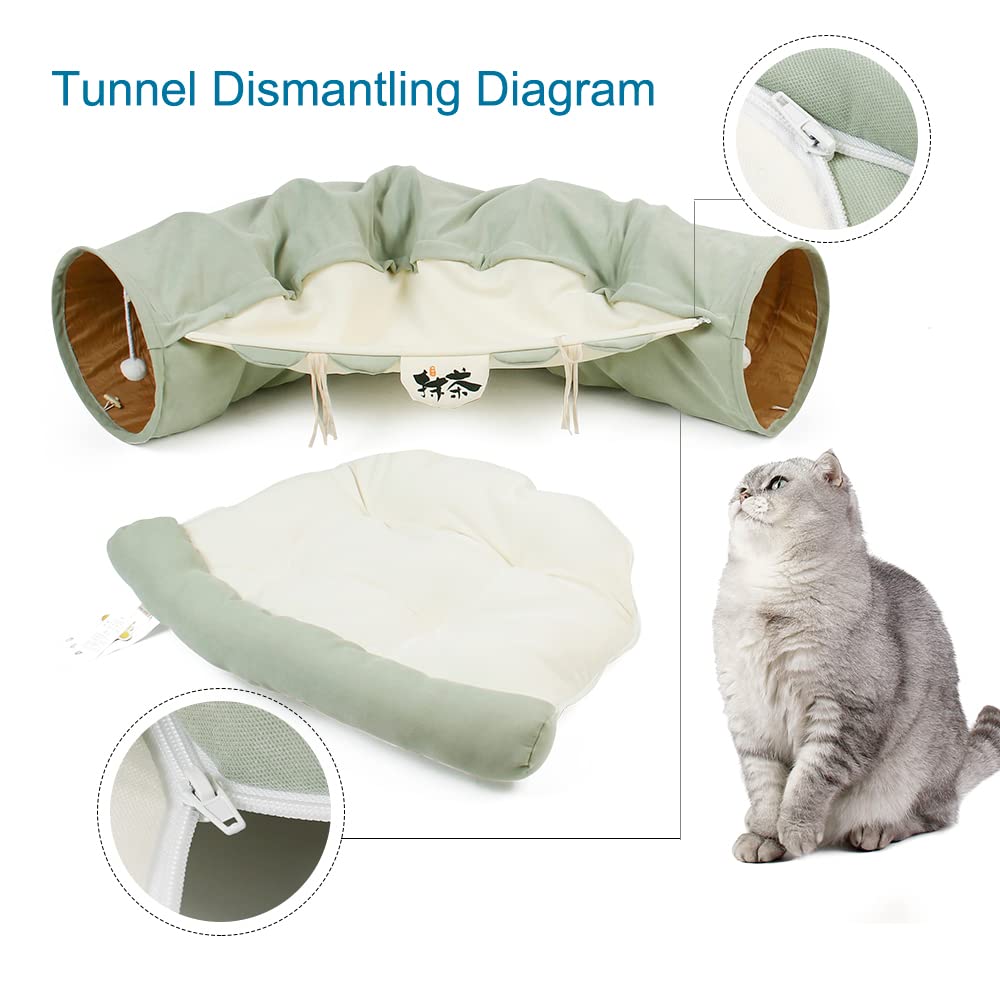 Casa para gatos, juguete interactivo para gatos, juguete de juego interactivo, plegable, hurones, conejo, cama, túneles, tubo, juguetes de interior, producto de ejercicio para gatitos (caqui)