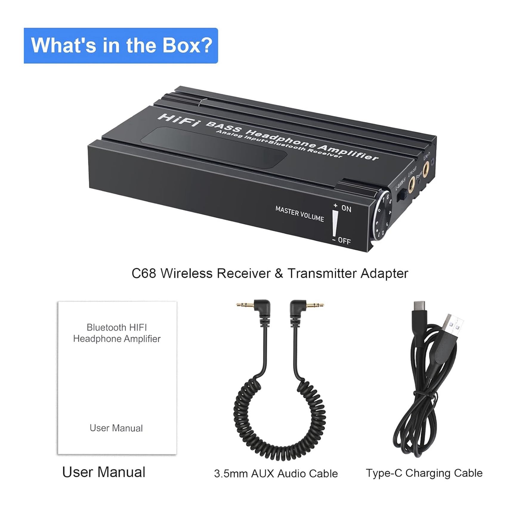 2X Amplificatore per Cuffie HiFi Bluetooth Amplificatore per Auricolari HiFi Portatile con Controllo del Volume dei per MP3/MP4/Telefoni/Lettore Digitale