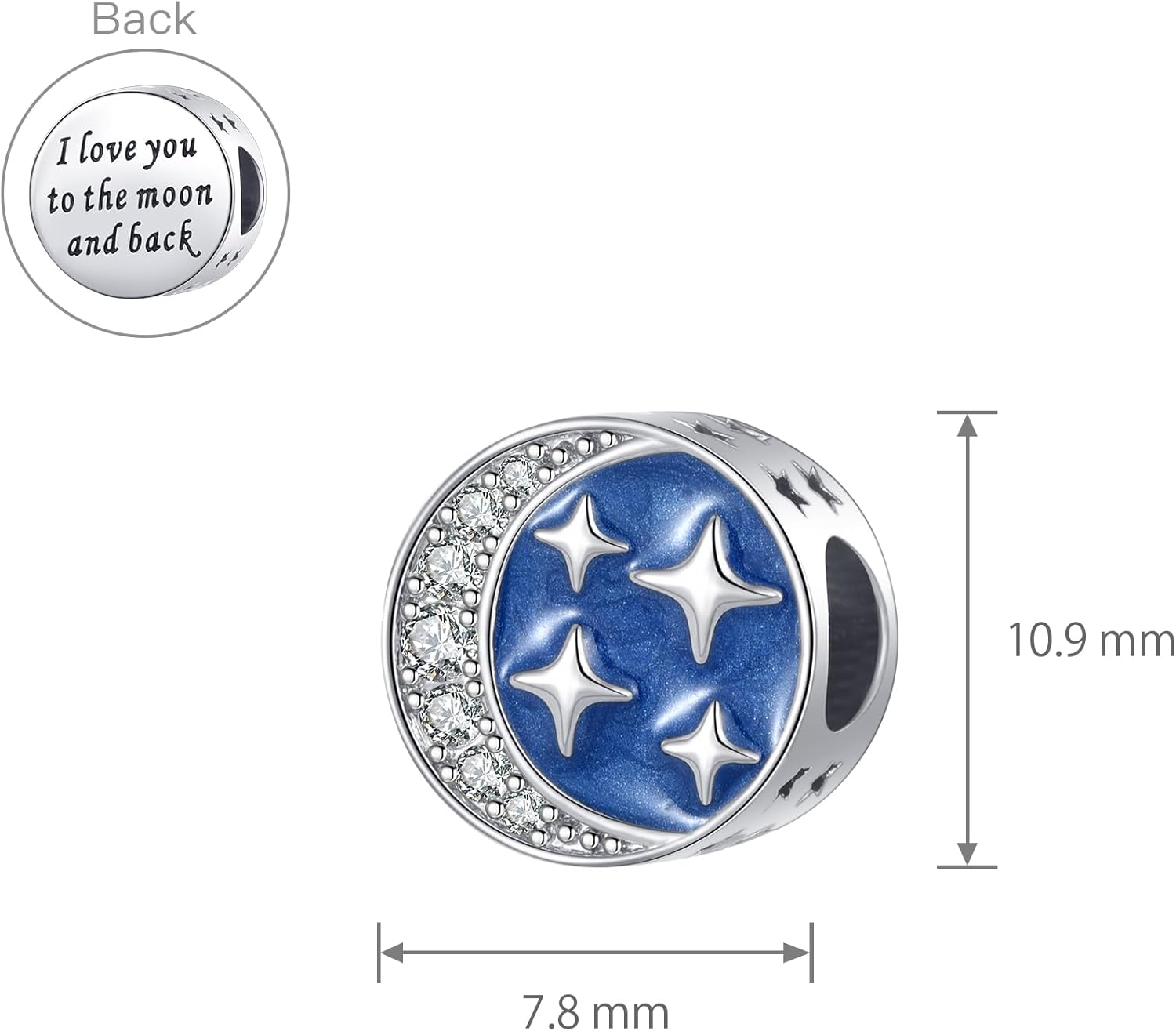 Moon Star I Love You to the Moon and Back Bead Charm Compatible with Pandora Charms Bracelets - Image 5