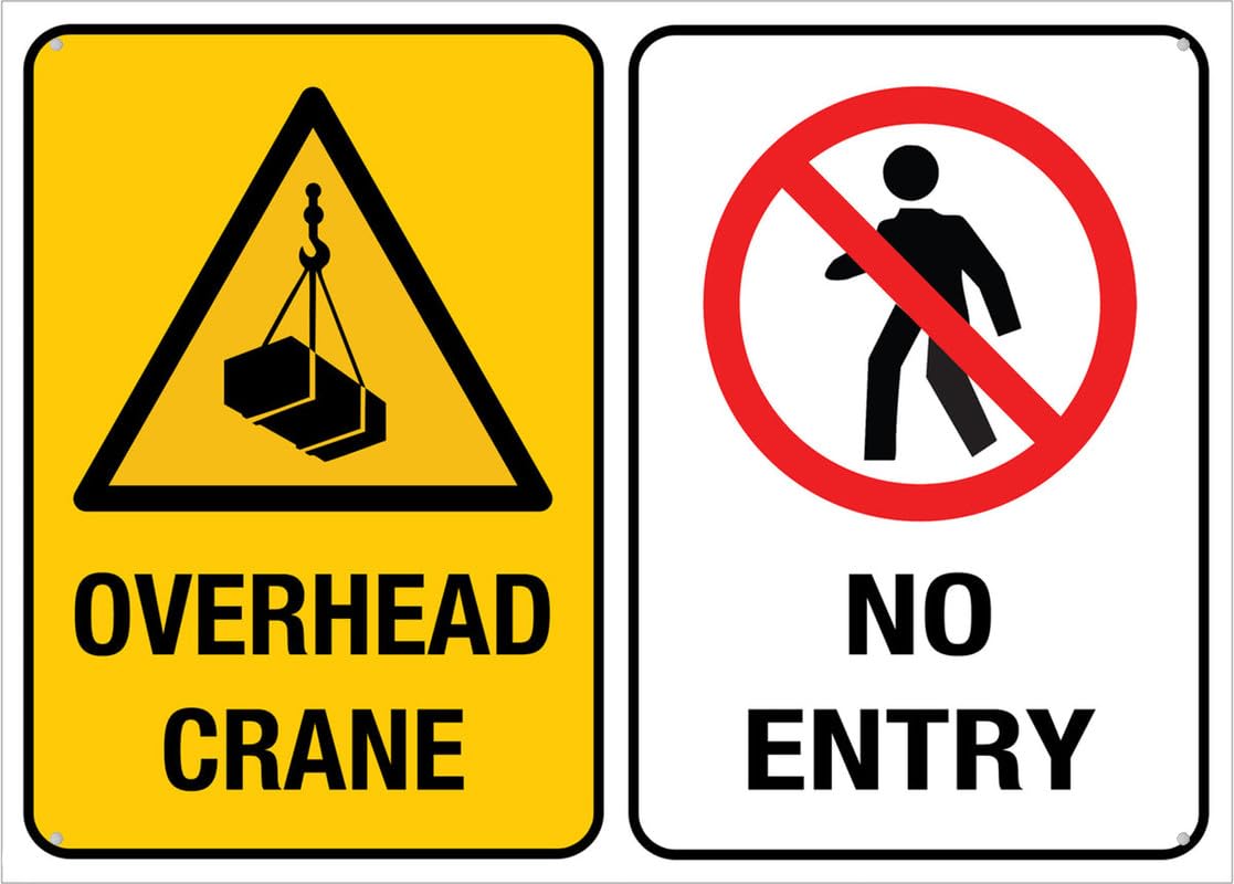 Overhead Crane No Entry Aluminum Metal Sign 12x8 inch Premium Aluminum Sun-Proof Rust-Free For Home/Yard Use