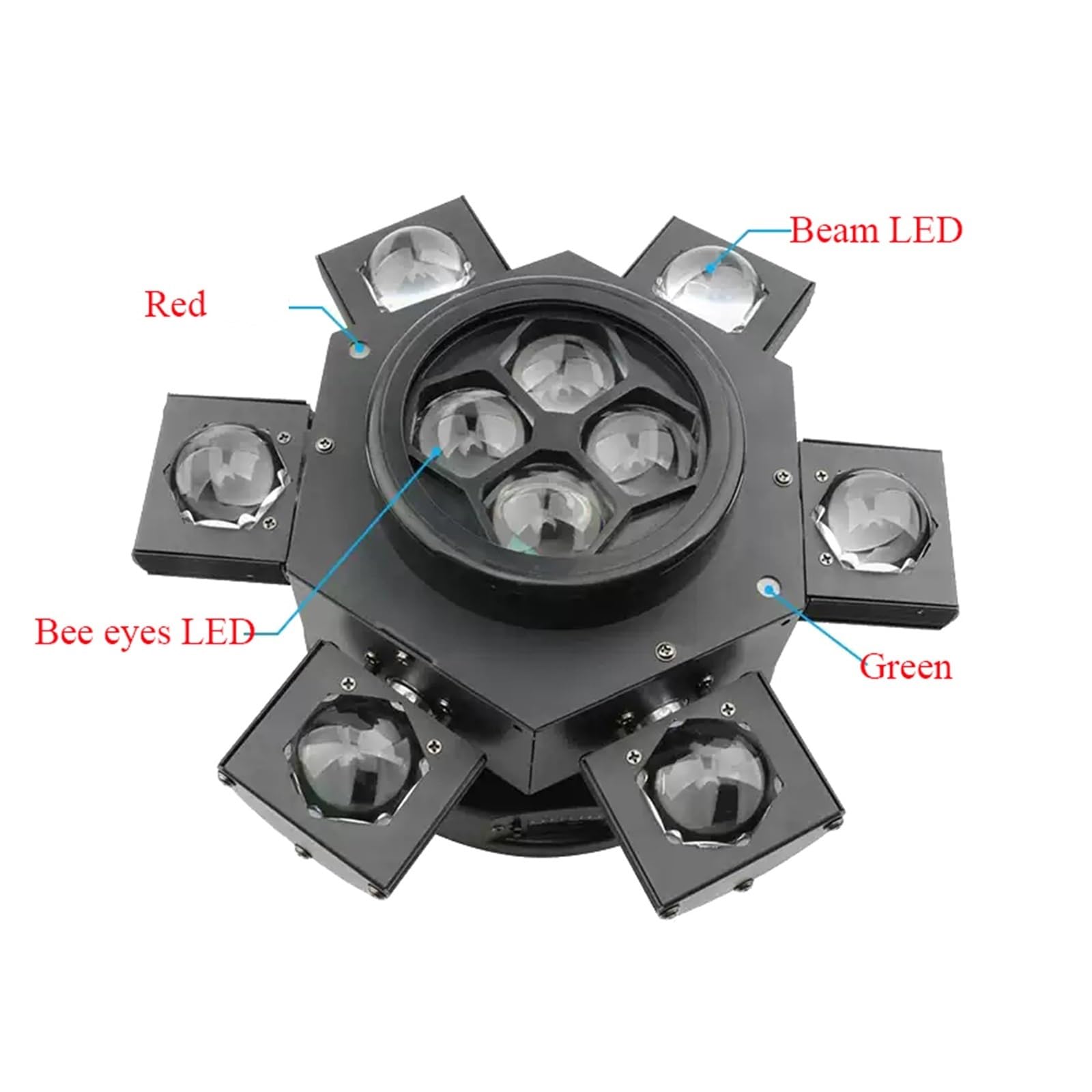 EDEDE Strobo Discoteca, DJ Lights 6 Arm Bee Eyes LED Beam Moving Head Light con Effetti RG Stage Lighting for Disco Music Dance Party per Feste da Ballo DJ di Compleanno Karaoke