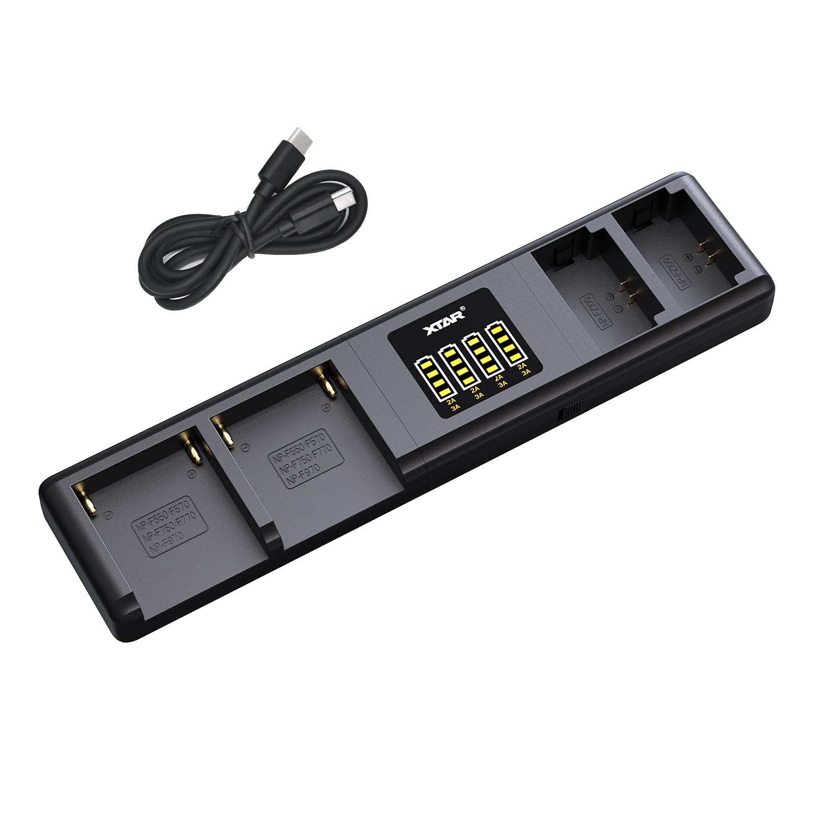 XTAR SN4 Camera Battery Charger NP-F970 and NP-FZ100 Dock Charger up to 4 Batteries with 3A Maximum 