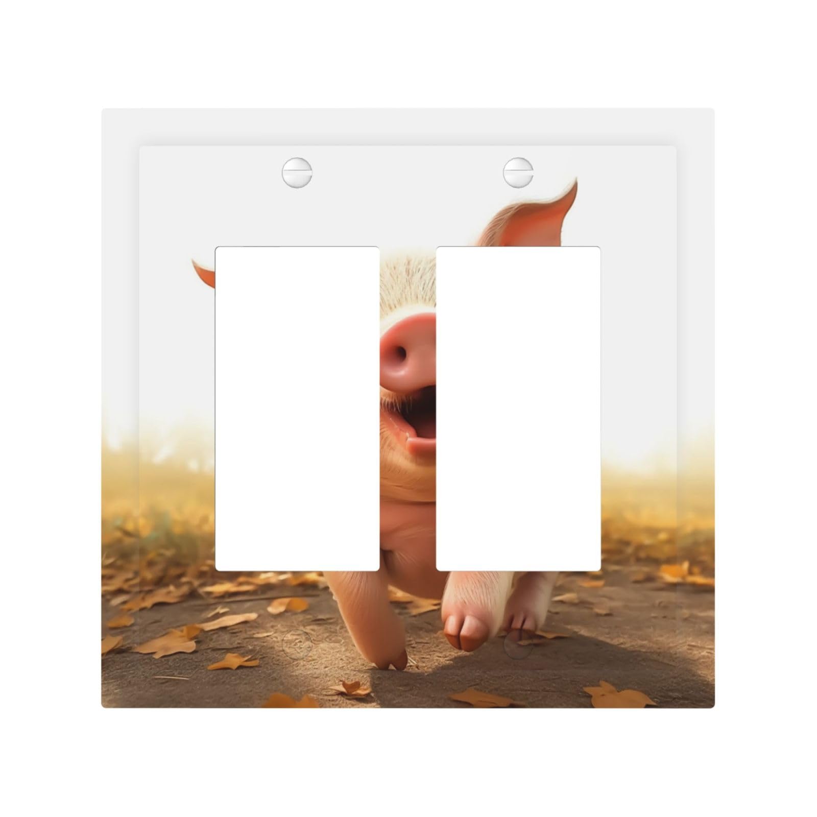 2-Gang Decorator Wall Plate Smiling Light Switch Cover Double Toggle Receptacle Wall Plate Mid Size 4.9" x 5" Wallplate Unbreakable Polycarbonate Outlet Faceplates Covers