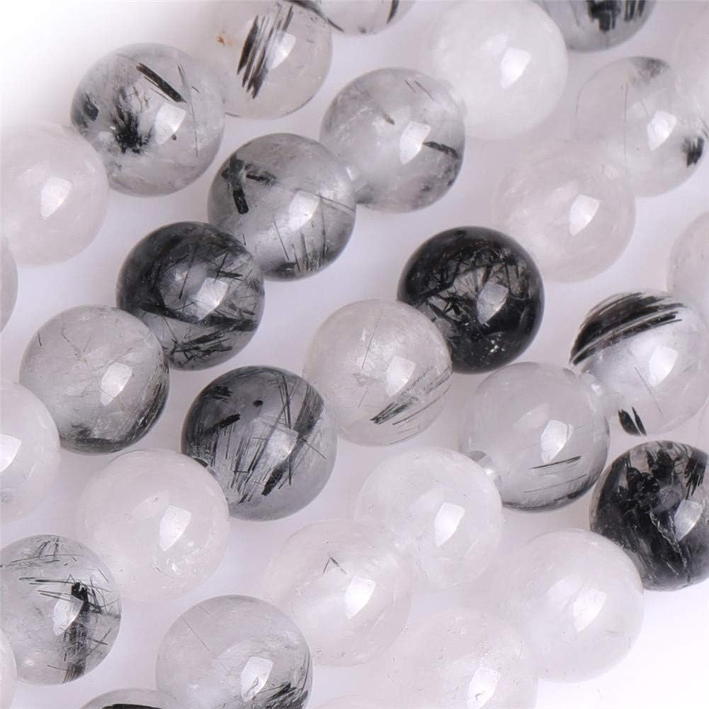 Natural Black Rutilated Quartz Crystal Gemstone Semi Precious Round 6mm Loose Beads for Jewellery Making DIY Bracelet Necklace Crafts 15'' - Image 4