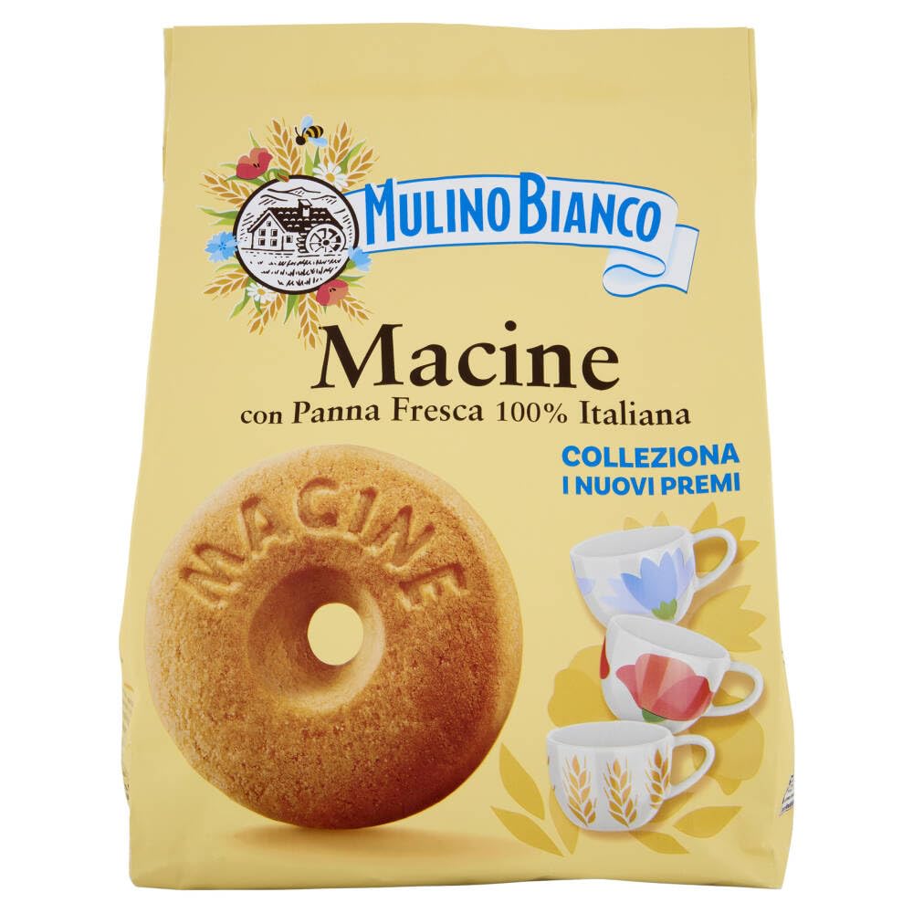 Italian Gourmet Bundle Macine Kekse 12x 800g Polpa Gratis – Italienische Frühstückskekse mit Sahne, runde Mürbekekse 9,6kg