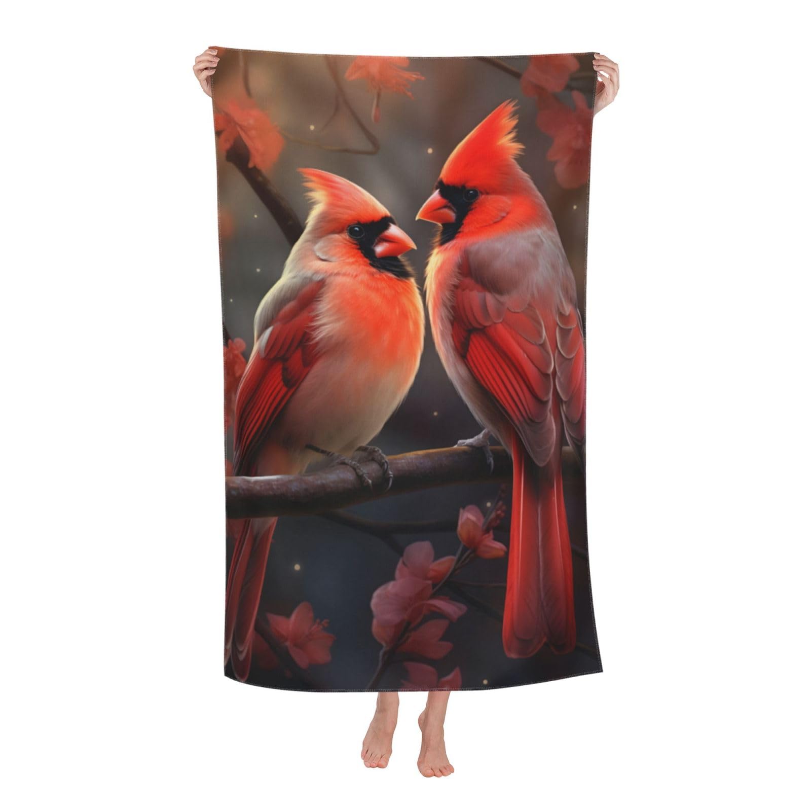 HLBSDM Cardinal Bird Beach Towel Nature Sand Free Microfiber Bath Towel Ultra Soft Quick Dry Pool Towel Absorbent Towel Lightweight Towel for Outdoor Bathroom Swimming Decor 31inx51in