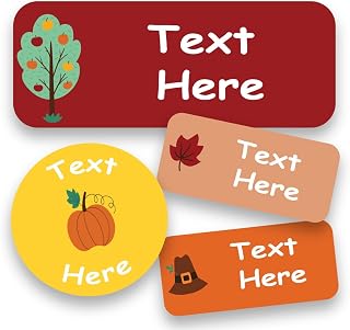 120-ct Personalized Waterproof Name Labels – 3-Line Custom Stick-On Tags for Daycare & Camp – Dishwasher-Safe, Cute Pastel Designs, Pre-Cut (Harvest Fall)