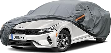 GUNHYI Premium Car Cover Custom Fit Kia Rio Sedan, 16 Layers Heavy Duty Car Cover Waterproof All Weather with Zipper Door for Sun Rain Snow Dust Uv Protection