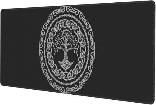 Celtic Viking Tree Life Goddess Mouse Pad 35.5 X 16 Inch XXL Non Slip Stitched Edges Rubber Mousepad, 40*90 CM
