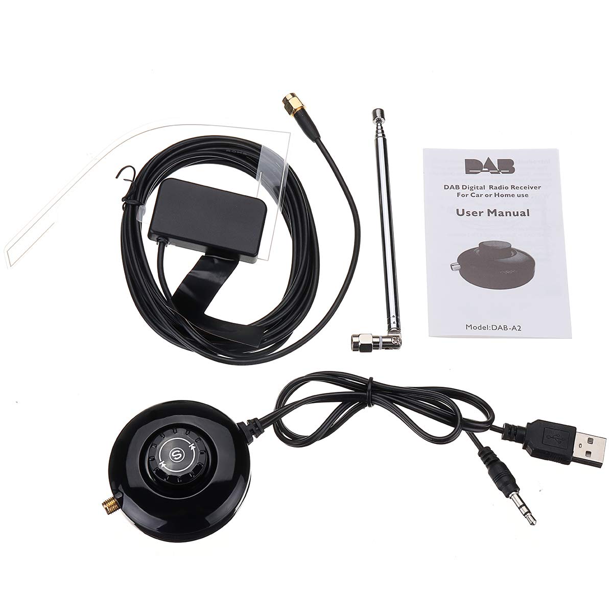 Voiture Numérique Dab Récepteur Stick Tuner SMA USB 3.5 Mm Audio + Antenne