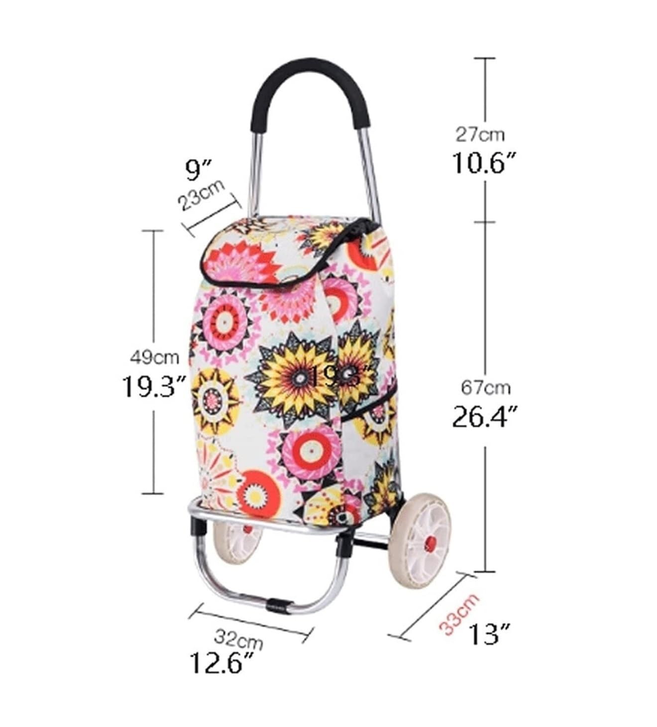Wózki na zakupy, Wózek na kółkach Push Tote Składany wózek narzędziowy z torbą zakupy, bagaż, artykuły spożywcze(Multicolor)