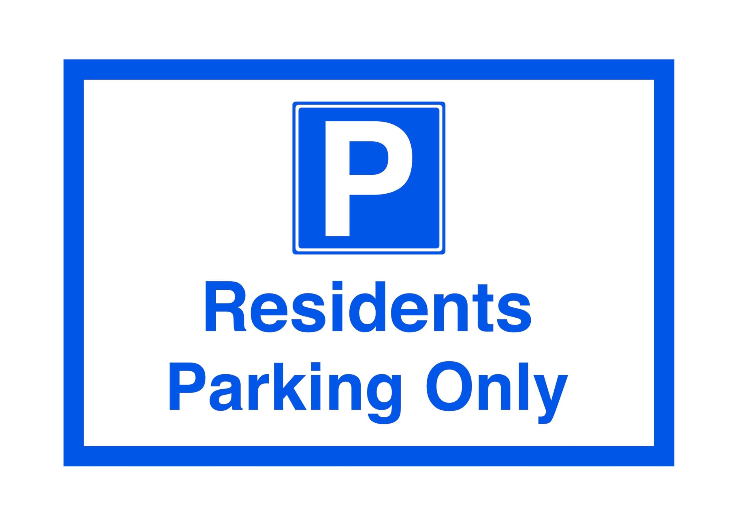 Safety First Display Ltd Blue/White Residents Parking Only - Safety Sign- 3Mm Aluminum Dibond For Indoor/Outdoor Usage (600Mm X 400Mm) 20M Viewing Distance.