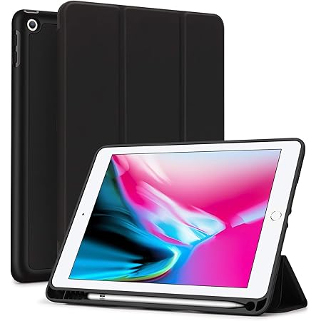 Amazon Tasikar Ipad 9 7 ケース 18 17モデル Apple Pencil 収納可能 三つ折スタンド オートスリープ機能 傷防止 Tpu 耐衝撃 保護スマートカバー 17年と18年発売の9 7インチ Ipad 対応 モデル番号a12 A13 A13 A1954 ブラック Tasikar