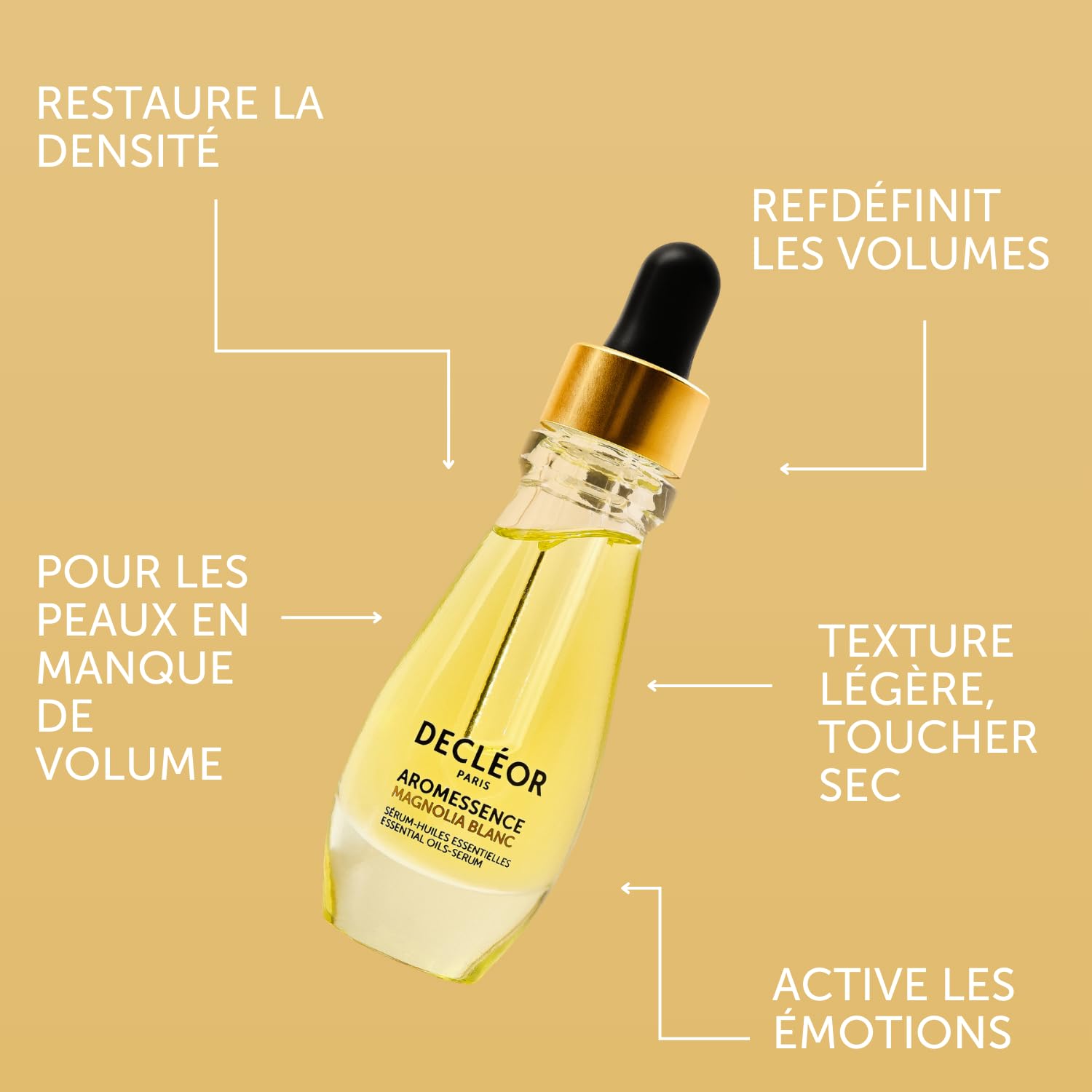 Decléor Aromessence Magnolia Blanc Sérum Huile Visage Régénérant, Soin Anti-Âge pour Redensifier la Peau, Lisser les Rides et Régénérer la Peau