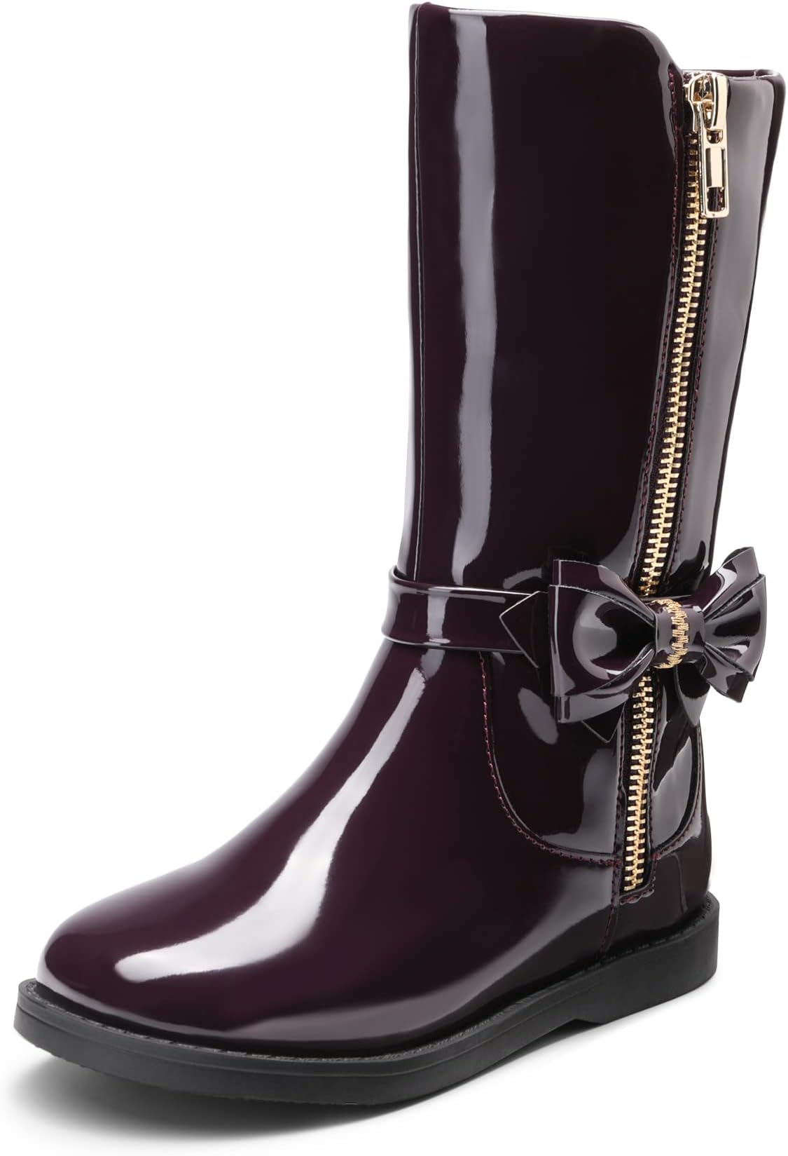 DREAM PAIRSToddler Girls Mid Calf Boots Side Zipper Riding Shoes