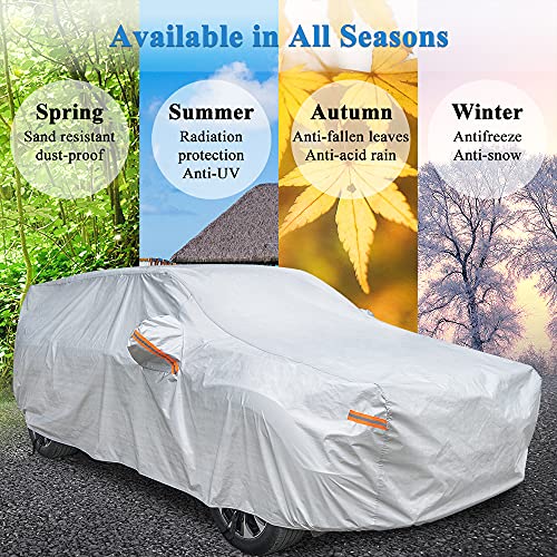 Morhept Suv Car Cover Waterproof All Weather For Automobiles, Heavy Duty 6 Layer Full Exterior Covers All Season Universal Outdoor Indoor Vehicle Covers(191"-201") #TOP7