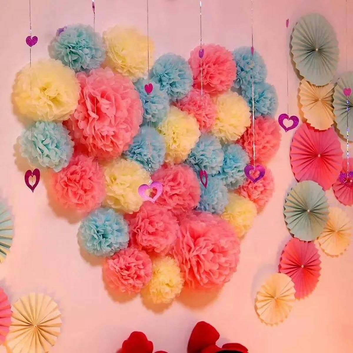 Jayke Joy Kit 20 Pompon Di Carta Velina – Decorazioni Fiori Multicolore Per Feste, 3 Dimensioni (20-30cm)