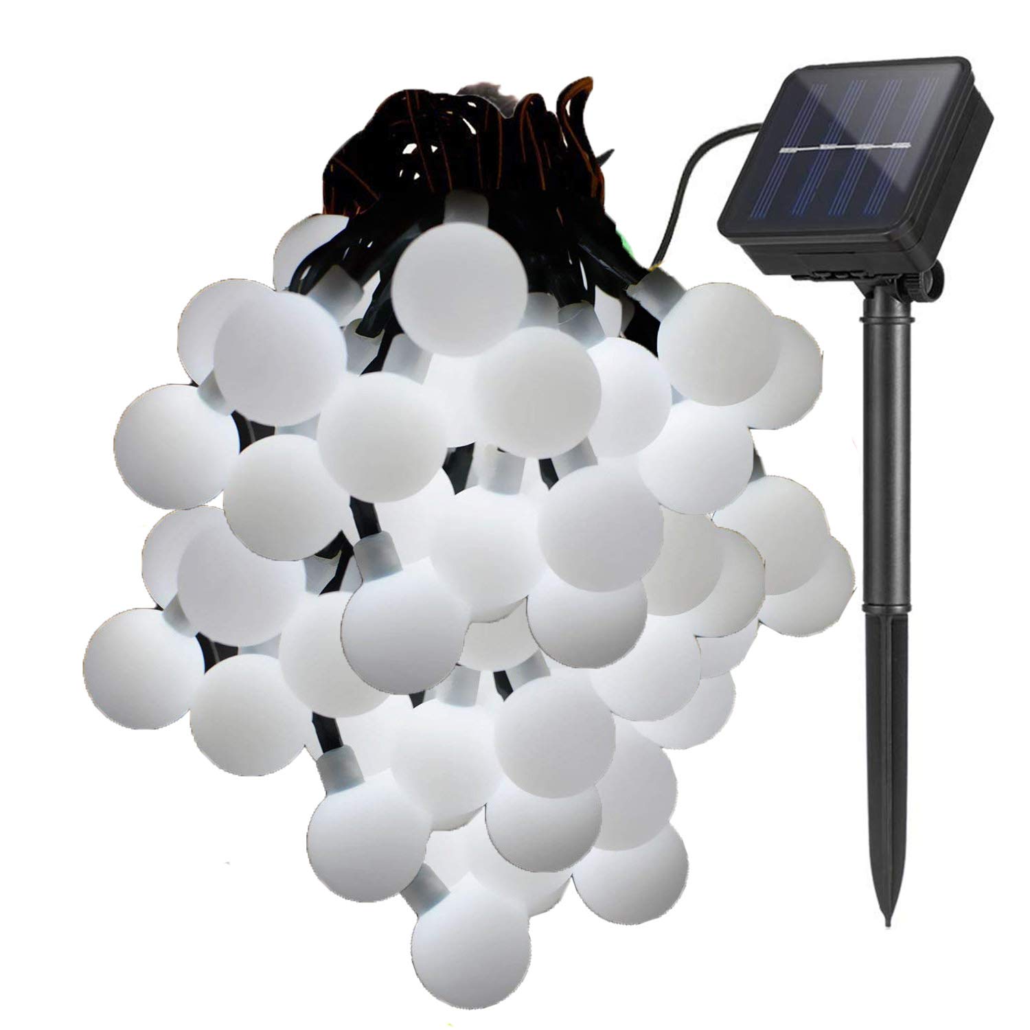 Solar String Lights Outdoor,KINGCOO Waterproof 50LED 23ft Solar Globe Ball Fairy String Lights for Garden Home Christmas Tree Wedding Party Decorations (White) — image 1