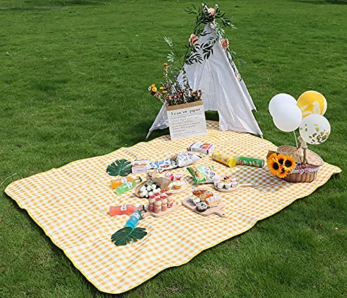 Couverture de plage jaune pliable et imperméable pour camping