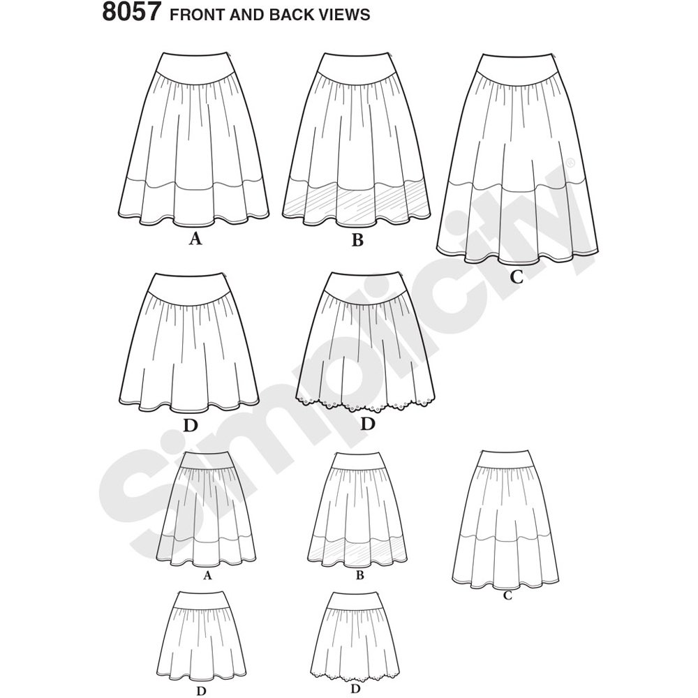 Simplicity 8057r5 Schnittmuster Easy-to-sew Röcke in DREI Längen Schnittmuster, Papier