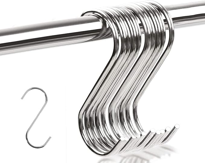 Olakin S Hooks[10 Pack], S Shaped Hooks for Hanging, SShaped Stainless