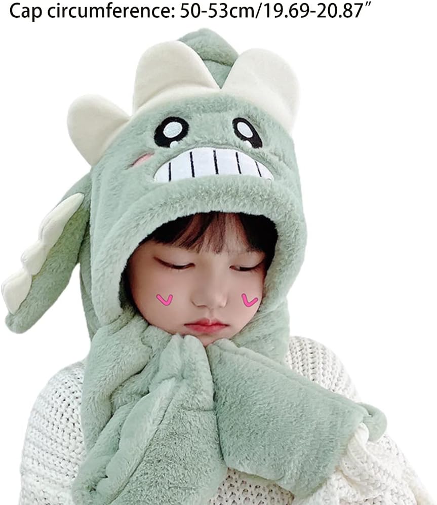 Scarf,Scarf Dinosaur Hat Adult Plush Winter Women Novelty Warm Casual Plush Hats Casual Solid Fleece Girl Kawai Scarf(Green)