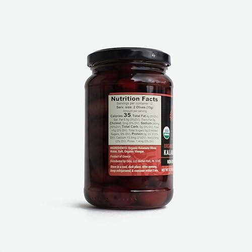 Miniatura 3 de Aceitunas Kalamata negras orgánicas, sin OMG, sin gluten, grandes, sin hueso, orgánicas con certificación USDA (13.1 onzas), producto de Kalamata,