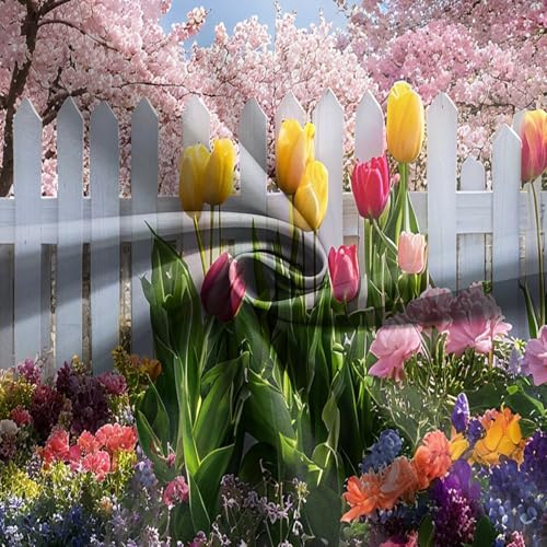 Fondo fotográfico Vinilo 7x5FT Jardín de Primavera miniatura 4