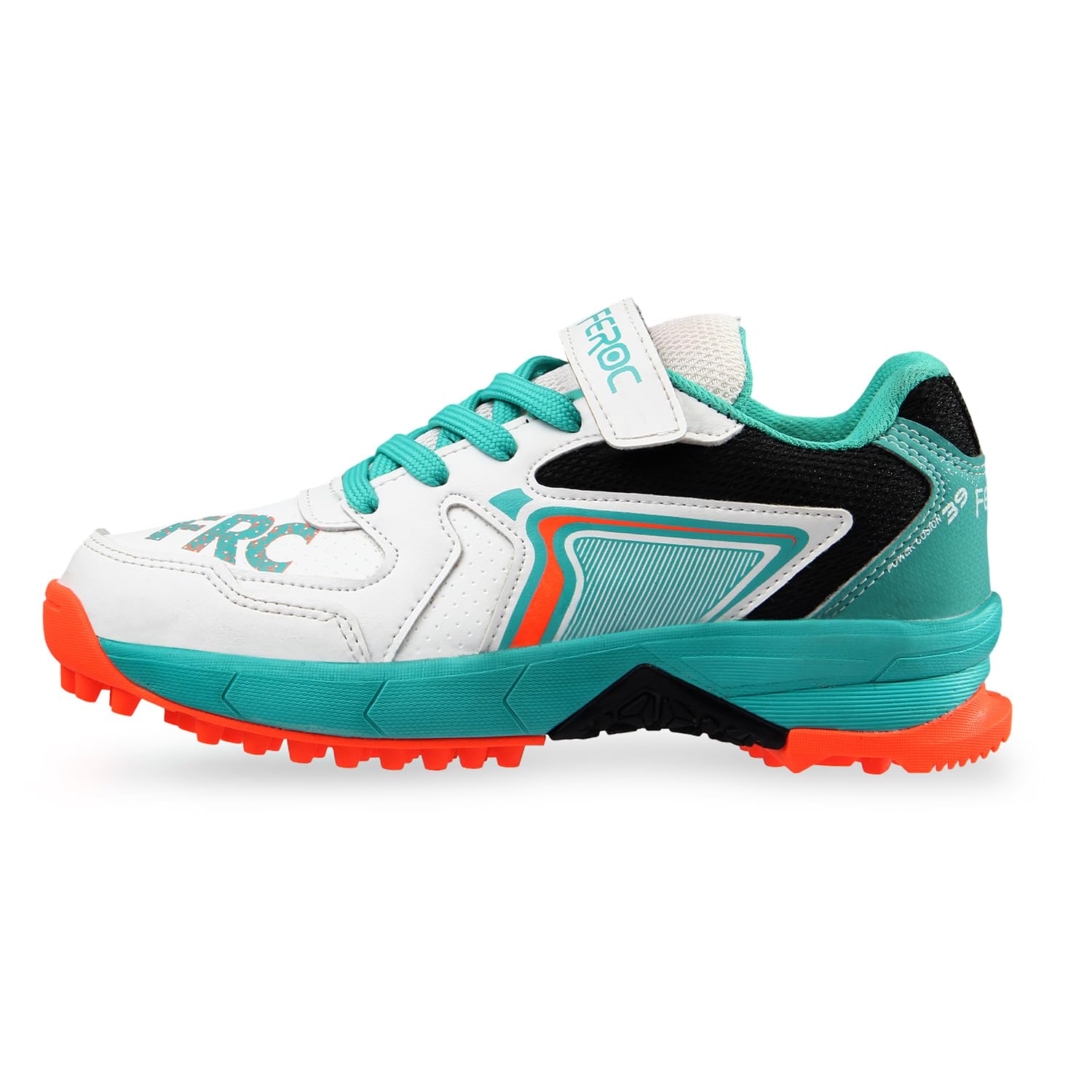 FEROC Power Cushion 39 Rubber Sole Kids Cricket Shoes (Orange, UK Footwear Size System, Big Kid, Men, Numeric, Medium, 3) 2