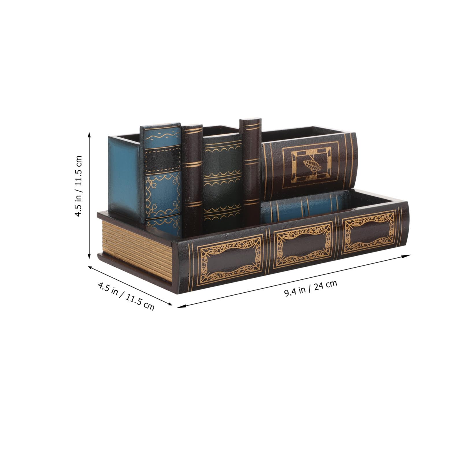 SECFOU Portapenne da Scrivania in Forma di Libro Retrò, Contenitore Creativo in Pannello di Fibra Cassetto, Design Robusto e Finitura Artigianale per Casa e Ufficio