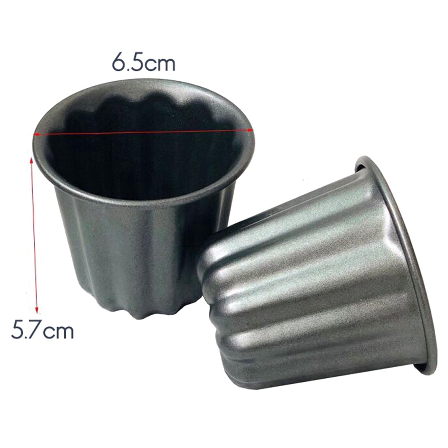 Moule Cannele, Moule Cannele Muffin, 20Pièces SéRies Moule Cannele AntiadhéSif Gris-Noir Canneles