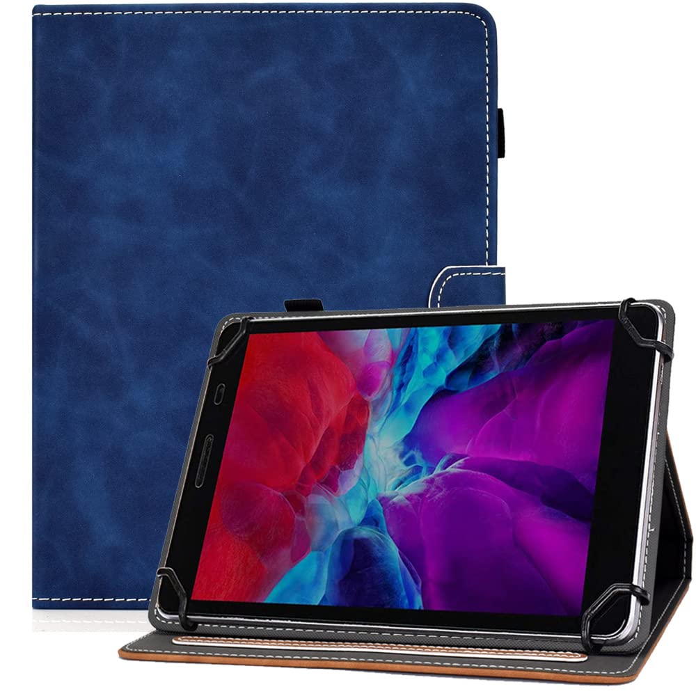 9.5''-10.5'' Tablet Univeral Case Stand Cover PU Leather Stand Folio Shell Multi-Angle Viewing with 3 Card Slots for Android/iOS/Windows Tablet(Navy Blue)