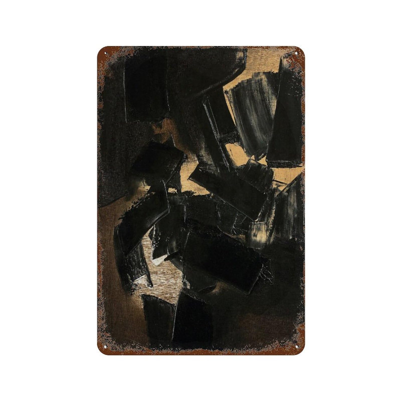 xiaoxiaoshen Soulages Abstract Modern Gallery Wall Decor Art Metal Tin Poster Modern Home Decor Art Home Bar Shop Decorations Vintage Sign 30x20cm