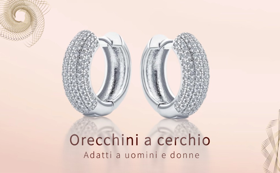 Miaofu Orecchini A Cerchio In Argento 925 Con Zirconia - Unisex, 24 Mm, Disponibili In Argento, Oro E Oro Rosa