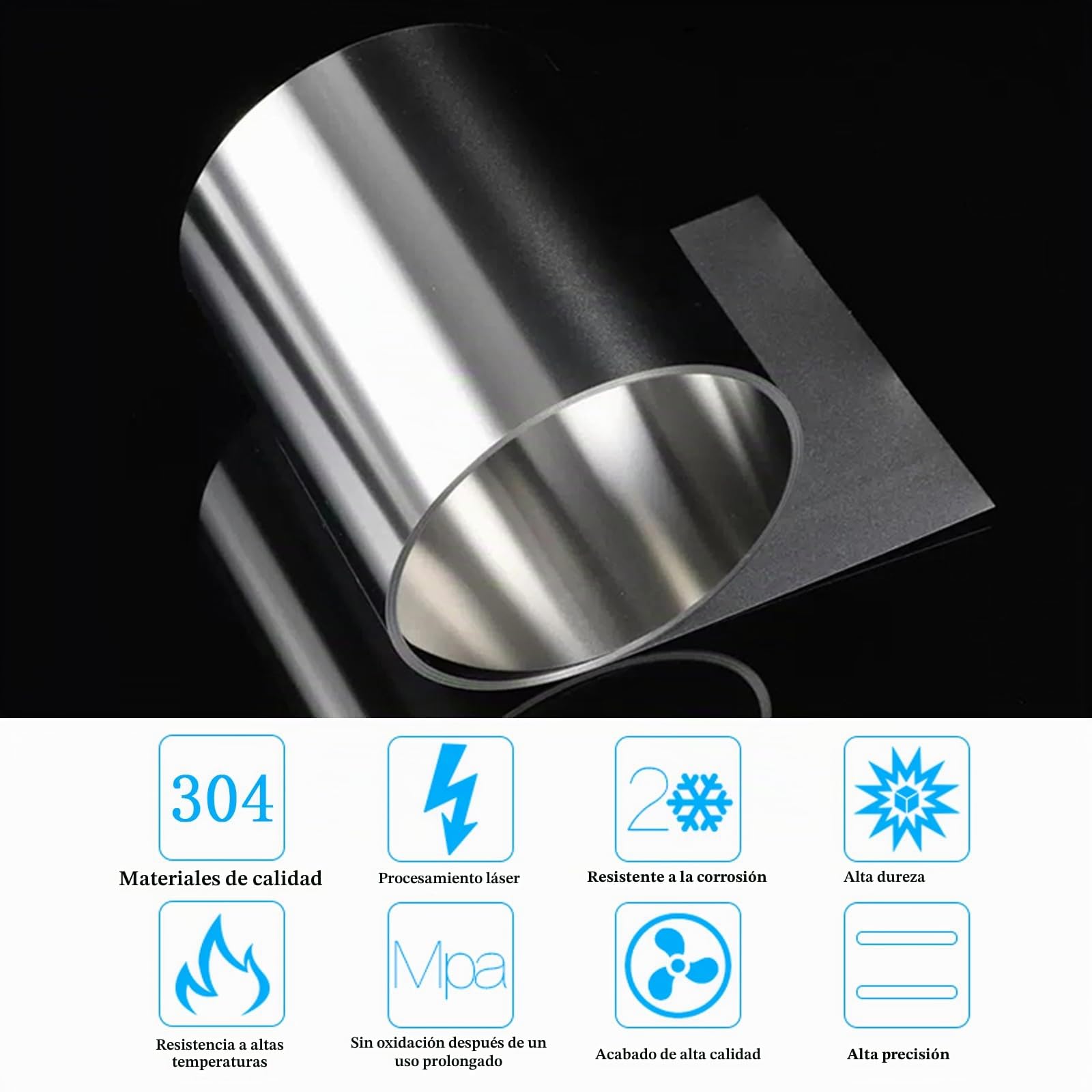 Lámina De Acero Inoxidable 304, Longitud 1 Metro Ancho 600 Mm, Chapa Fina Material Industrial Espesor 0,03-0,1 Mm,0.1x600mm×1m