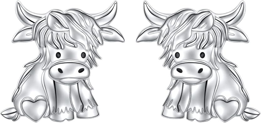 Yearace Animal Stud Earrings for Women 925 Sterling Silver Highland Cow Capybara Robin Bird Cat Bunny Stud Earrings Cute Animals Jewelry Gift for Women Girls