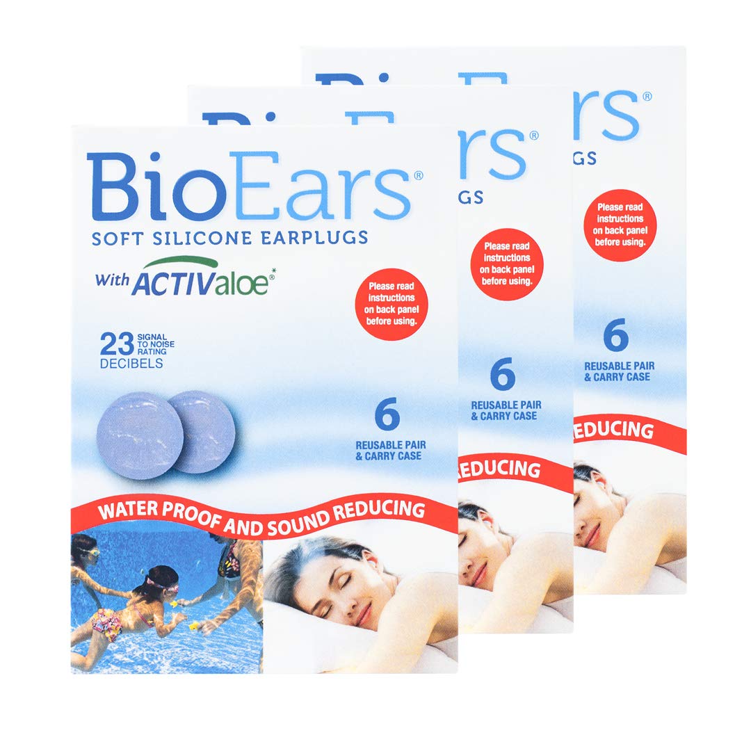 BioEarsSoft Silicone Earplugs with ACTIValoe. Premium silicone. Protection from Water and Noise. (18 Pairs)