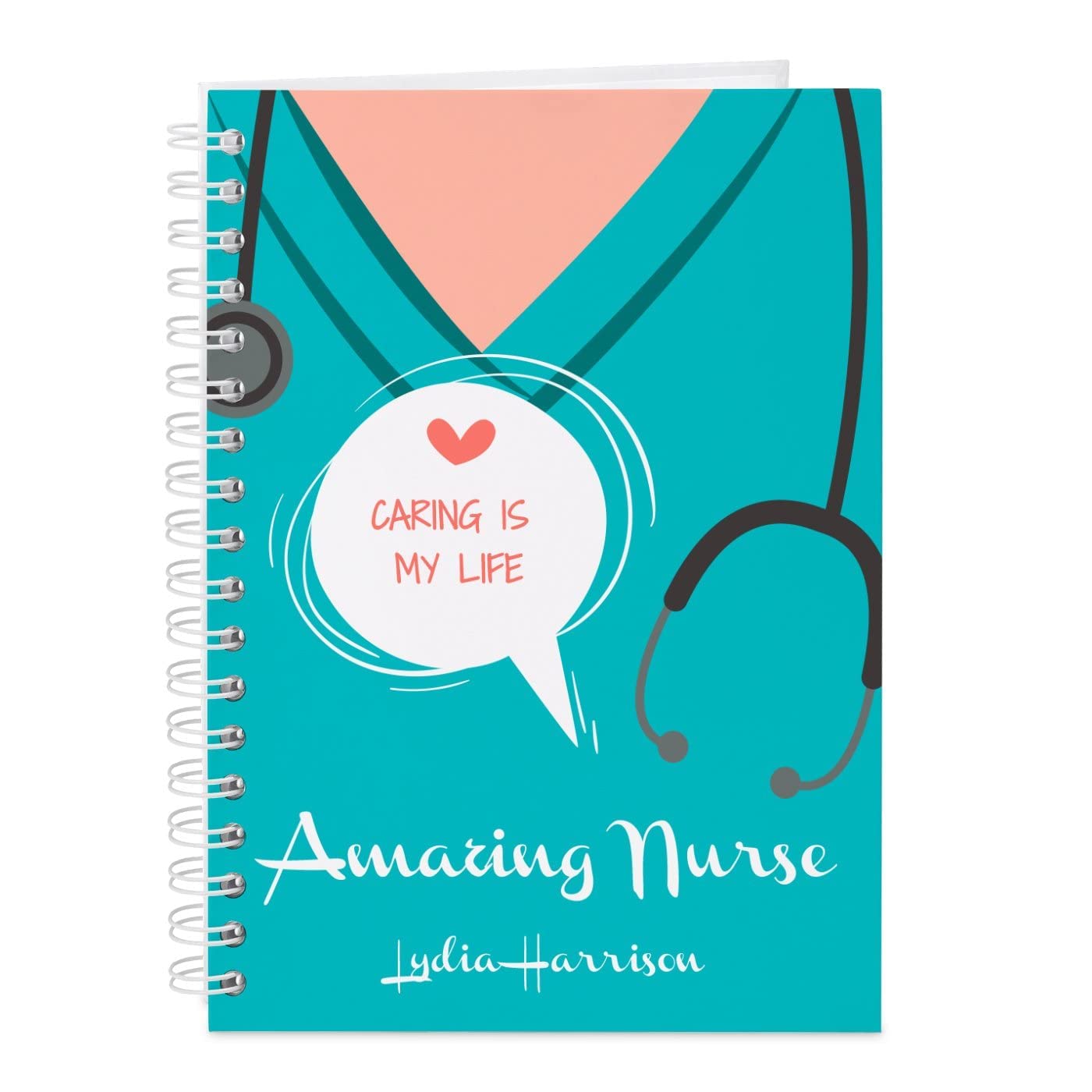 Maverton Ruled Notebook, 80 Page Personalized Hardback Journal, Nurse