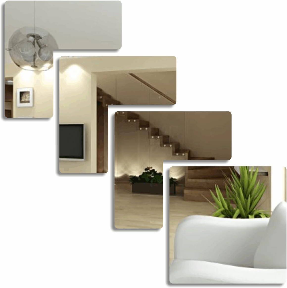 Ornamental Mirror Lustro Kwadraty Trendy Design Ornament, 3 mm Acrylic Mirror from The EU, Dwelling Room, Bed room, Hallway, Unbreakable, DIY House Textiles, Silver, Made in The EU