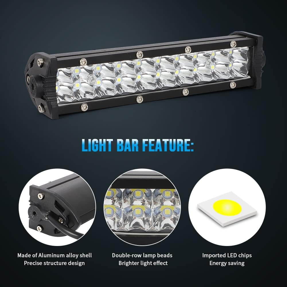 Motorcycle Light Bar Kit, Universal 60W Motocross Light Bar Kit with Mounting Brackets and Switch for CRF250F CRF110 TTR110 YZF450 Fits Most 7/8" Handlebars image 2