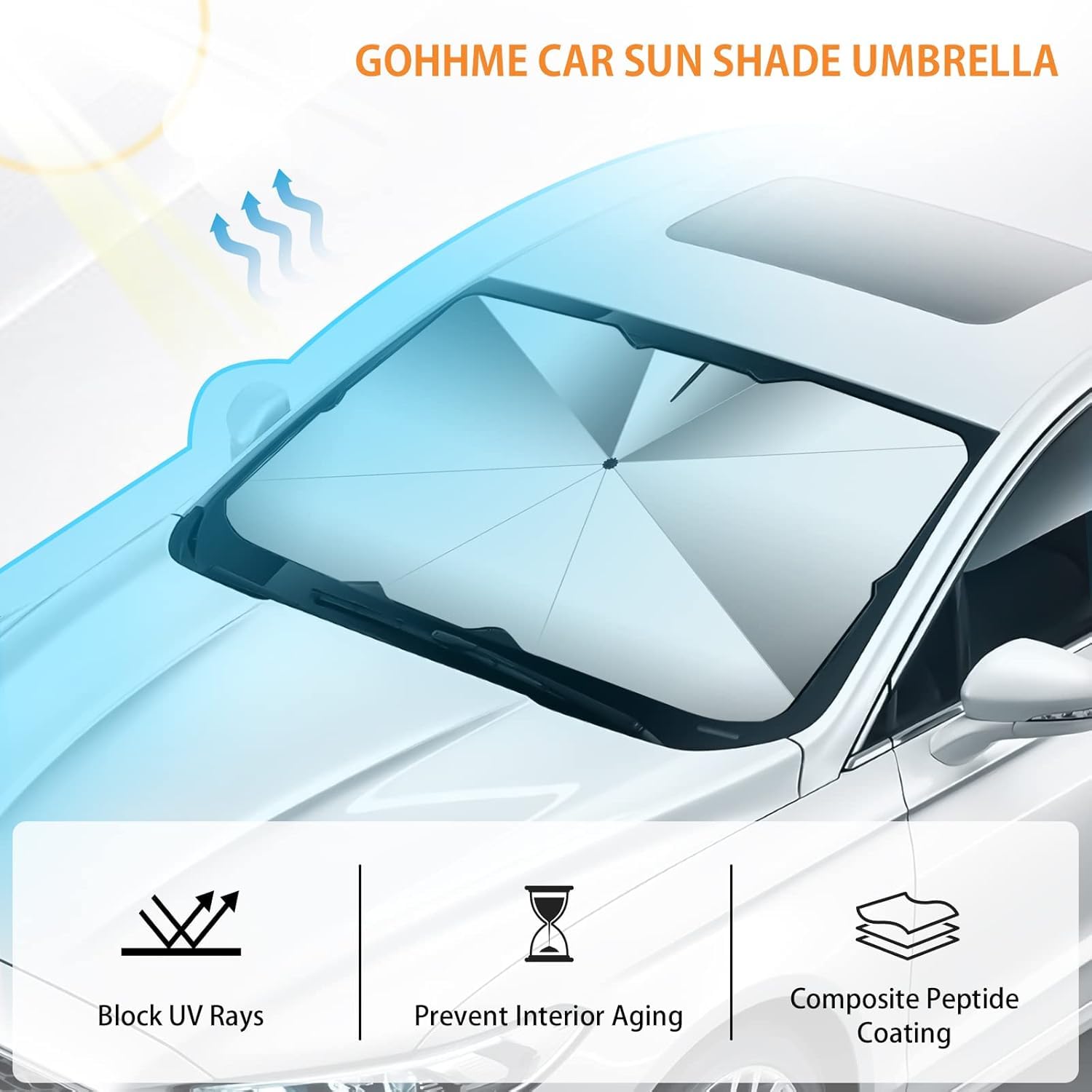 Pare-Soleil Pare-Brise Pour Jeep Compass 2016-2021 - Isolation Thermique, Anti-UV, Pliable - Garde L'Intérieur Frais