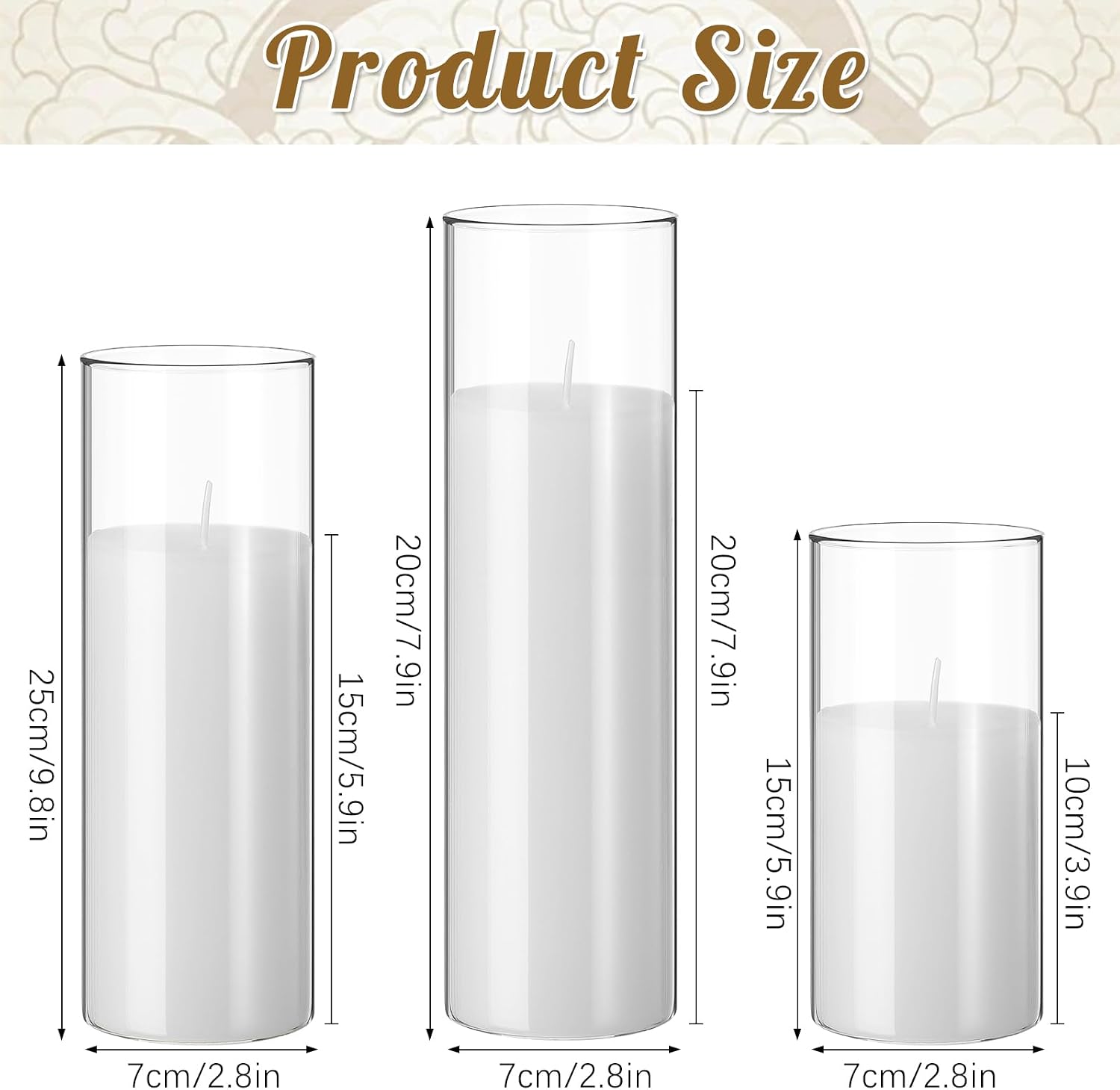 Shihanee 36 Pcs Candle Holders for Pillar Candles Glass,Clear,White