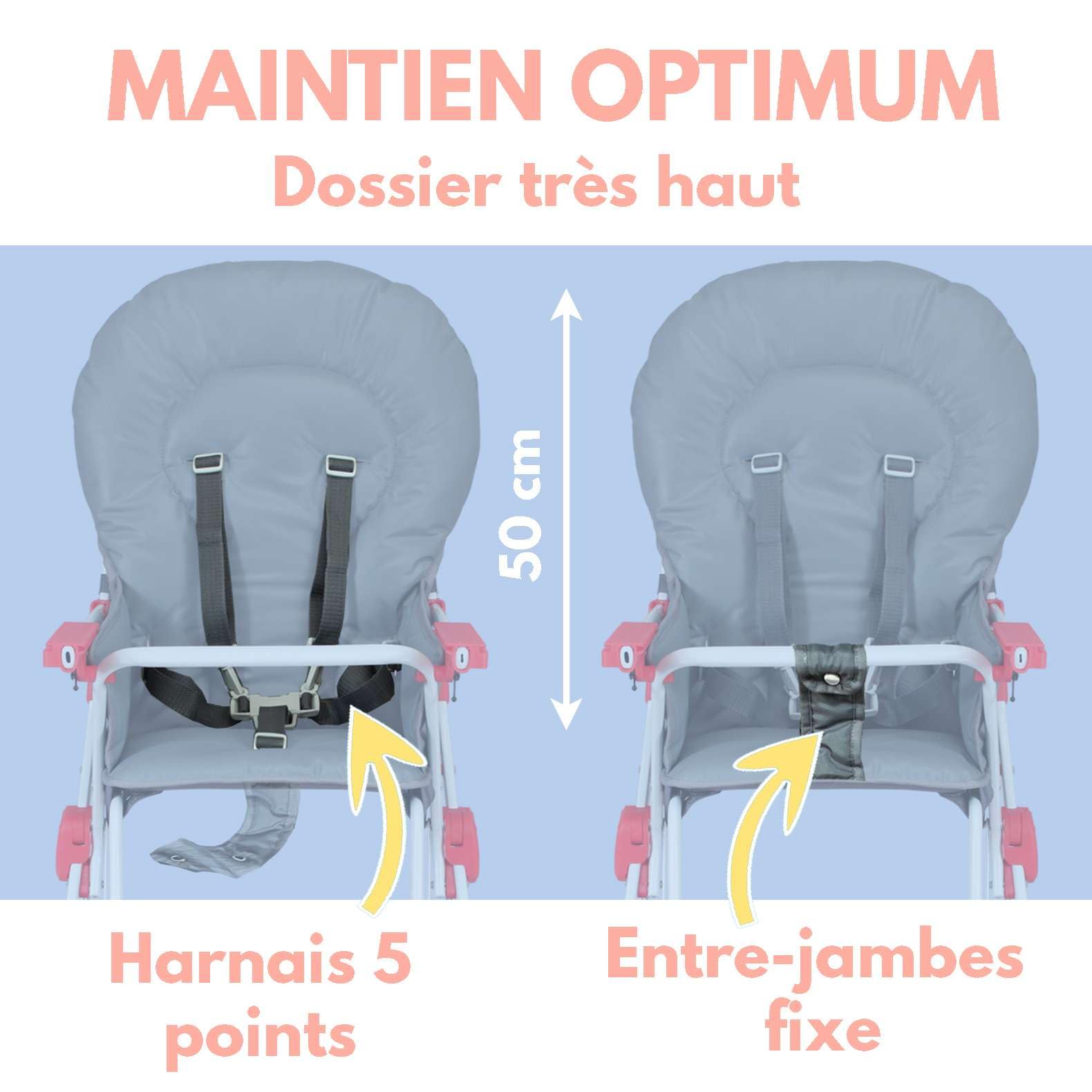 Bambisol Seggiolone fisso pieghevole per bambini | Ultra compatta e leggera, Ripiano regolabile rimovibile | Rosso