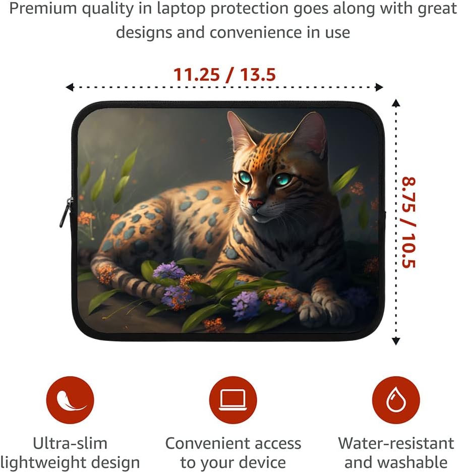 Cat Flowers iPad Sleeve - Beautiful Tablet Sleeve - Graphic Carrying Case - 13 inches