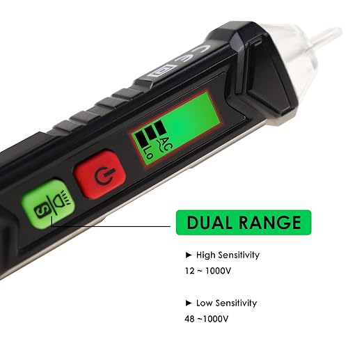 Miniatura 2 de Detector de voltaje sin contacto probador de voltaje de doble rango 12 V-1000 V48 V-1000 V detección de cable vivo y nulo herramienta eléctrica