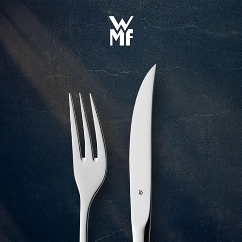 Foto von WMF Steakbesteck 12-teilig, Steakbesteck Set für 6 Personen, Steakmesser Set, Steakgabel, Cromargan Edelstahl poliert, Grillbesteck in Holzkiste