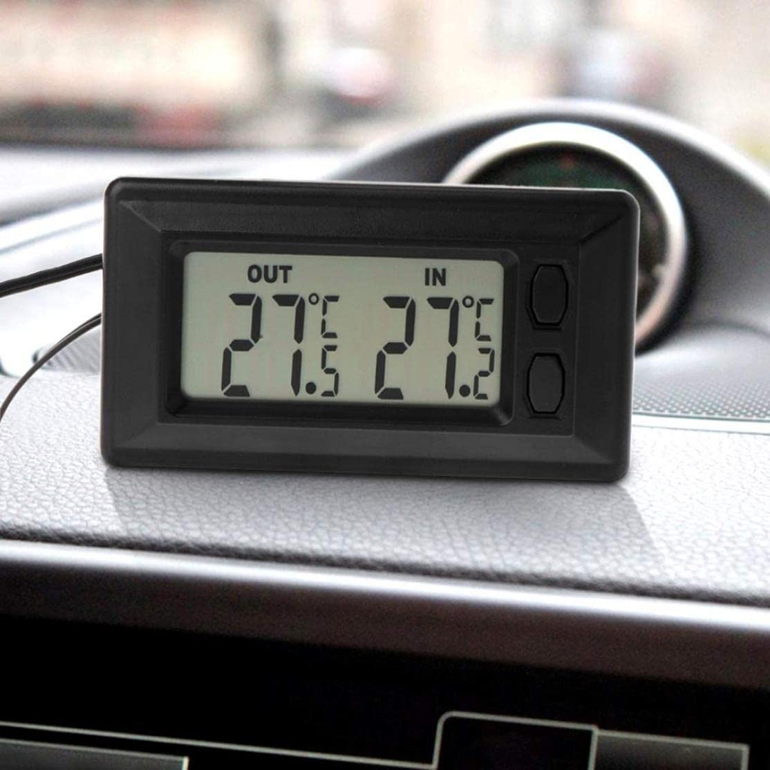 Thermomètre Numérique Pour Voiture 12V - Mesure Intérieure Et Extérieure, écran LCD Rétroéclairé Bleu