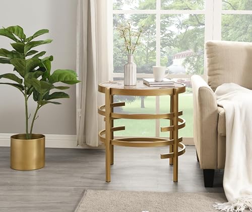 Miniatura 41 de Mesa auxiliar moderna de cristal de 20 pulgadas con marco de metal, mesa de noche, mesa esquinera para sala de estar, oficina en casa, dormitorio